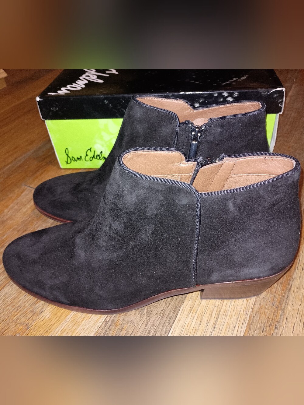 NWB Sam Edelman PEETY BOOTIE/Black Suede Womens Size 9.5 Brand New In Box